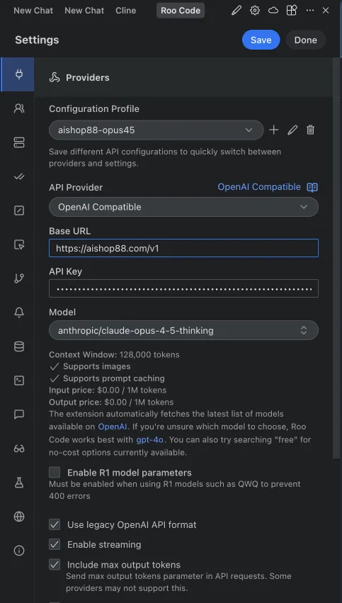 Roo Code OpenAI Configuration